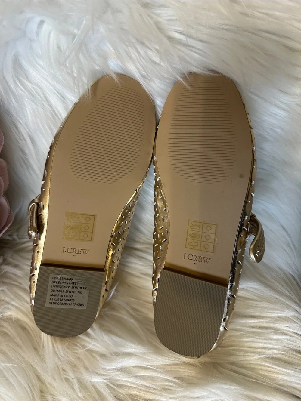 J. Crew Factory Girls' perforated metallic Mary Janes